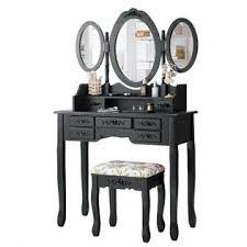 Shop cheap makeup vanity set,makeup vanity table with lighted mirror,daily sales on dressing table & bedroom furniture. Costway Vanity Makeup Dressing Table Set W 7 Drawer Tri Folding Mirror Stool Black