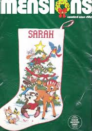 Dimensions Jolly Animals Woodland Christmas Cross Stitch Stocking Kit Deer Bear Bird Christmas Tree 8313 Cross Stitch Stocking Christmas Cross Stitch Stockings