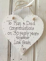 Pearl Anniversary Personalised Keepsake Heart Gift Dins Creations Pearl Anniversary 30th Wedding Anniversary Gift Anniversary Gifts For Parents