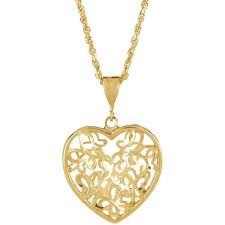 10k Gold Butterfly Heart Pendant Necklace Yellow Gold Heart Necklace Heart Pendant Gold Gold Chain With Pendant