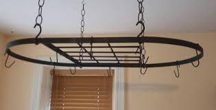 Handmade Flat Black Oval Pot Rack Ceiling Mounted Pot And Pans Etsy Pot Rack Pot Rack Hanging Wrought