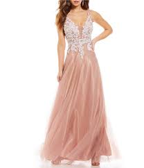 Gb Social Floral Applique Gown Dillards Prom Dresses Long Pink Formal Dresses Prom Prom Dresses Long Blue