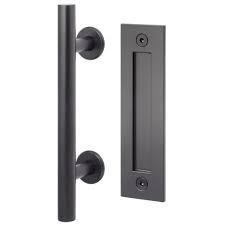 Sure Loc Hardware 12in Modern Flat Black Sliding Barn Door Ladder Handle With 8in Flush Handle Barn Rd3 Fbl The Home Depot In 2020 Barn Door Handles Door Handles Barn Door