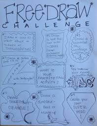 November Free Draw Challenges Art Handouts Art Lessons Elementary Art Sub Plans