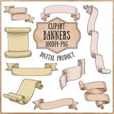 Printable Banner Clipart Bunting Digital Scrapbooking Medieval Paper Clipart Fantasy Scroll Digital Clipart Set Digital Banner Deco Set Clip Art Medieval Banner Scrapbook Collection