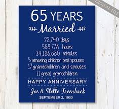 65th Wedding Anniversary Gift For Parents 65 Years Wedding Anniversary Navy Anniversary Print Digital File Pinterest