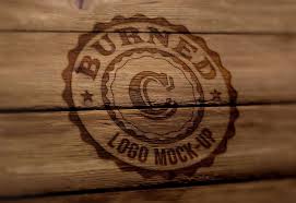 Logo Burnt Into Timber Cladding Of Counter Free Logo Mockup Wood Logo Logo Mockup