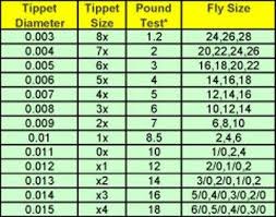 Tippet Fly Size Chart Fly Fishing Fly Fishing Tips