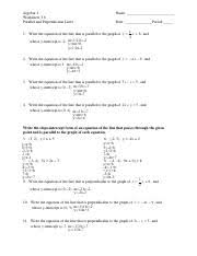Think of each segment in the diagram as part of a line. Yasmine Muheisen Parallel And Perpendicular Lines Pdf Algebra 1 Worksheet 3 6 Parallel And Perpendicular Lines Name Date Period 1 Write The Equation Course Hero