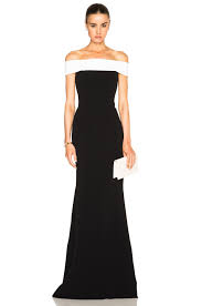 Black And White Evening Gown Image 1 Of Roland Mouret Lamble Boucle Lace Viscose Gown In Black White Backless Lace Dress Black And White Cocktail Dresses White Ball Gowns