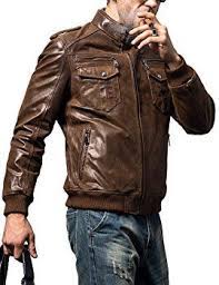 Amazon Com Flavor Men Biker Retro Brown Leather Motorcycle Jacket Genuine Leather Jacket Brown Leather Motorcycle Jacket Leather Jacket Brown Leather Jacket