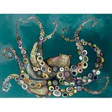 Wall art printing world map push pin prints on canvas t. Gallery Wrapped Canvas Octopus Squid Wall Art You Ll Love In 2021 Wayfair