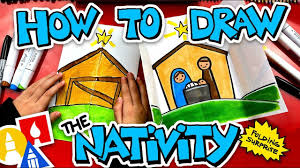 How To Draw The Christmas Nativity With Folding Surprise Art For Kids Hub Holiday Art Projects Kids Art Projects