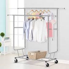 Commercial Grade Cloth Hanger Collapsible Rolling Double Rail Garment Rack Walmart Com In 2020 Rolling Clothes Rack Rolling Garment Rack Clothing Rack