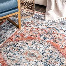 Bungalow Rose Silverthorne Oriental Blue Orange Area Rug Reviews Wayfair Boho Rugs Living Room Rugs In Living Room Blue And Orange Living Room