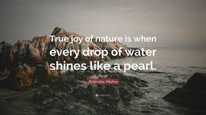 56 famous quotes about water drops: Anamika Mishra Quote True Joy Of Nature Is When Every Drop Of Water Shines Like A