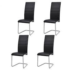 Dining Table Chairs Set Of 4 Black Faux Leather Upholstered Seats Recliner Sling 125 00e Dining Room Chairs Upholstered Cantilever Dining Chair Dining Chairs