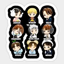 Stray kids members are bang chan, lee know, changbin, hyunjin, han, seungmin, and i.n. Stray Kids Chibi All Members Stray Kids Aufkleber Teepublic De