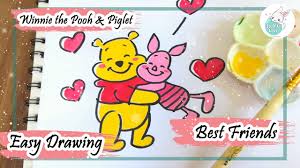 How To Draw Cute Winnie The Pooh Piglet Tutorial For Friendship Day Card Youtube