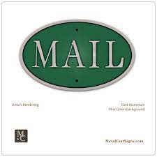 Mail box heavy duty mailbox postal box security cast aluminum vertical pedestal. Mail 5 25 Oval Aluminum Sign Metal Cast Sign Co