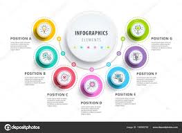 Business 7 Step Process Chart Infographics With Step Circles