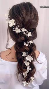 Bridal Hair Vine Extra Long H Thick Pearl Hair Vine With Crystal Beads And White Flowers Bunhairstyl Long Hair Vine Long Hair Styles Floral Hair Vine