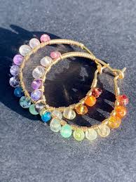 Rainbow Gemstone Hoops Hoop Earrings In Gold Fill Or Sterling Etsy In 2020 Crystal Bridal Earrings Jewelry For Her Rainbow Gemstones