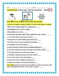 Well, what do you know? Winter Trivia Quiz T F Quiz W Answer Key By House Of Knowledge And Kindness