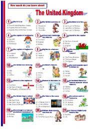 Only true fans will be able to answer all 50 halloween trivia questions correctly. English Exercises The United Kingdom Quiz