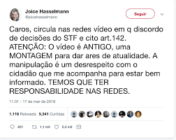 Maybe you would like to learn more about one of these? Em Video Joice Hasselmann Defende Fechamento Do Supremo