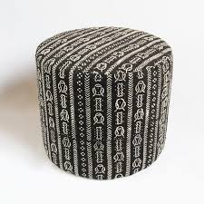 Black And White Ottoman Stool Original Black And White Mali Mud Cloth Round Ottoman African Mud Cloth Mud Cloth Round Ottoman