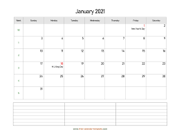 January 2021 calendar with holidays available for print or download. January 2021 Free Calendar Tempplate Free Calendar Template Com