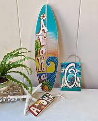 Aloha Wave Surfboard Beach Tropical Surf Art Aloha Hawaii Wall Decor Surf Decor Surfboard Art Hawaii Wall Decor