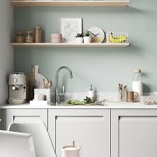 To match the colors of the countertop, the interior designer chose white shaker cabinets and chrome hardware. Goodhome Garcinia Matt Stone Integrated Handle Shaker 50 50 Larder Cabinet Door W 600mm T 20mm Diy At B Q