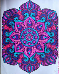 Coloring Page From Mandala Coloring Book Colored With Gel Pens By Judy Soto Mandala Coloring Books Mandala Coloring Coloring Pages