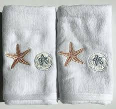 Decorate your bathroom with a plush set of bath towels. Nautical Bathroom Set Of 2 Hand Towels Embroidered Towels Washcloths Rateshop Home Garden