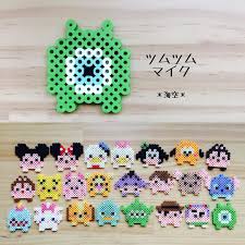 ツムツム モンスターズ インクのマイク ワゾウスキ マイクやリトル グリーン メンを見ると緑が大好きないとこを思い出す 笑 きみどり しろ スカイブルー くろ使用 アイロンビーズ パーラービーズ ナノビーズ マイク マイクワゾウスキ パーラービーズ