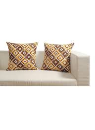 After giving the cushion a 'sit test' everyone in the family agrees it is the most comfortable cushion we've ever had. 2 Piece Cotton Canvas Screen Print Cushion Cover Set Brown Yellow White 27x27 Inch Buy Online In Andorra At Andorra Desertcart Com Productid 84859898