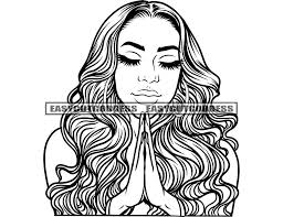 Caucasian Woman Praying God Prayers Hand Grace Christian Spiritual Prayer  Worship Belief Peace Church Love SVG PNG JPG Vector Design Cutting