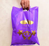 Hot Sale Custom Printed Logo Design LDPE/HDPE Handle Plastic Carrier Bags  Die Cut Shopping Bag