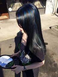 Black And Blue Highlights Hairstyles All Over Black With Sapphire Blue Highlights Hair Color Burgundy Hair Styles Blue Hair Highlights