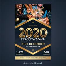 Download Flyer Template For New Year 2020 With People Drinking Champagne For Free Flyer Template Print Design Template New Year 2020