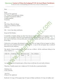 Letter To Police For Lodging An F I R For Lost Share Certificates You can sell your stocks in exchange for cash. f i r for lost share certificates