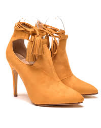 Sandales Jaune Moutarde A Talons Ajourees