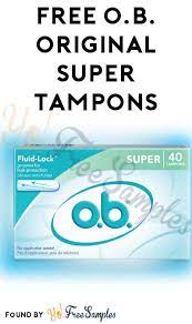 To get the free sample kit of o.b. Free O B Original Super Tampons 40 Count 18 Count Short Survey Required Verified Received By Mail Yo Free Samples