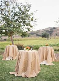 Atmosphere Country Chic Decor Burlap Tablecloths On Cocktail Tables High Top Tables High Dining Table Cocktail Tables