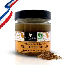 Propolis or bee glue is a resinous mixture that honey bees produce by mixing saliva and beeswax with exudate gathered from tree buds, sap flows, or other botanical sources. Miel Et Propolis 2 5 Bio