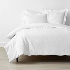 They are also woven with a sateen weave which gives them a soft touch and slight sheen. Company Cotton Stripe Sateen Duvet Cover