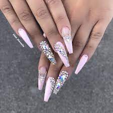 Lee Stiletto Nails On Instagram Back To My Regular Job Bling And Pink Nails Pretty Acrylic Nails Bling Nails