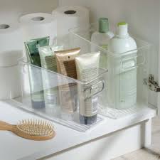 10 99 interdesign linus bath medium bin clear amazon co uk kitchen home plastique transparent rangement salle de bain boite plastique